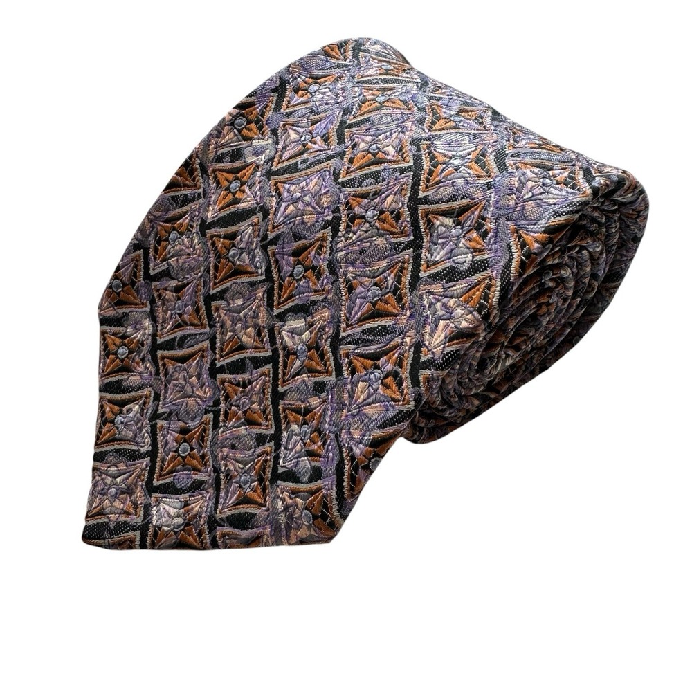 Robert Talbott Limited Edition Seven Fold Orange Purple Geometric Silk Tie